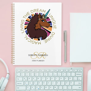 Afro Eenhoorn Die de Droom Leeft Ontwerp Planner