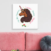 Afro Eenhoorn 'Dit is het Seizoen Vakantie Eenhoor Canvas Afdruk (Insitu (Woonkamer))