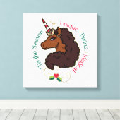 Afro Eenhoorn 'Dit is het Seizoen Vakantie Eenhoor Canvas Afdruk (Insitu (Houten vloer))