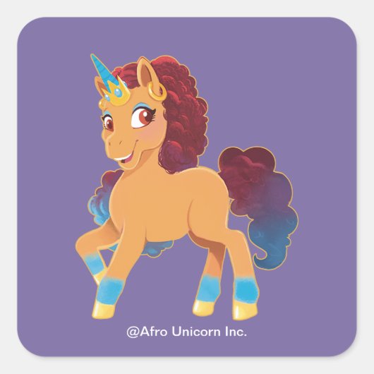 afro-eenhoorn | Divine Prancing Vierkante Sticker (Voorkant)