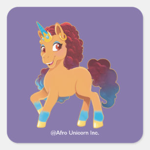 afro-eenhoorn Divine Prancing Vierkante Sticker