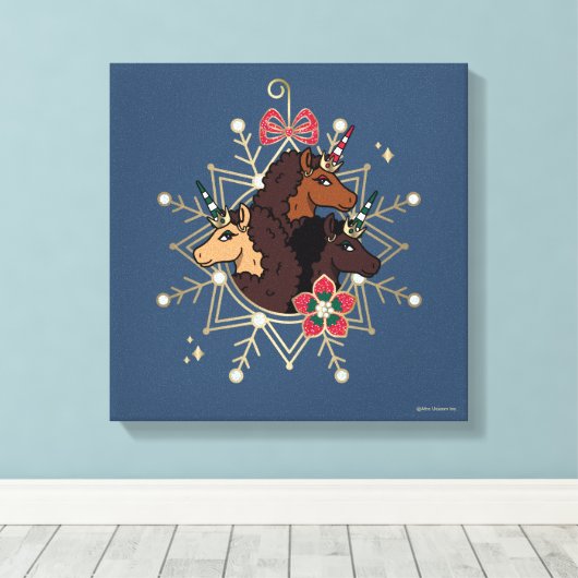 Afro Eenhoorn feestelijke vakantie magisch Canvas Afdruk (Insitu (Houten vloer))