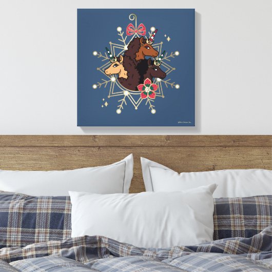 Afro Eenhoorn feestelijke vakantie magisch Canvas Afdruk (Insitu (Slaapkamer))