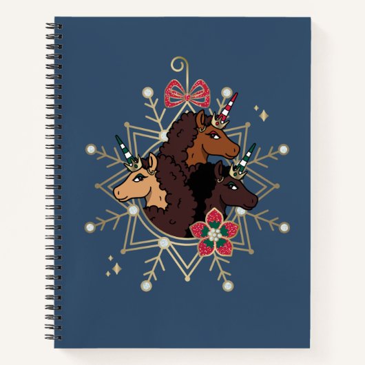 Afro Eenhoorn feestelijke vakantie magisch Notitieboek (Voorkant)