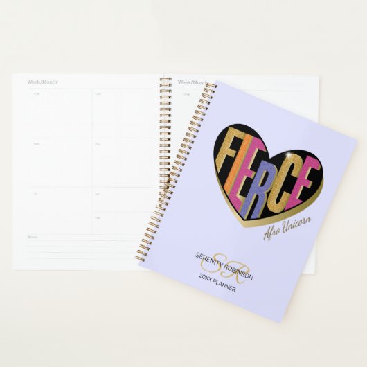 Afro Eenhoorn Fierce Hart Ontwerp Planner (Display)