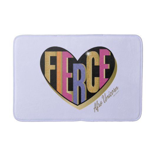 Afro Eenhoorn Fierce Heart Design Badmat (Voorkant)
