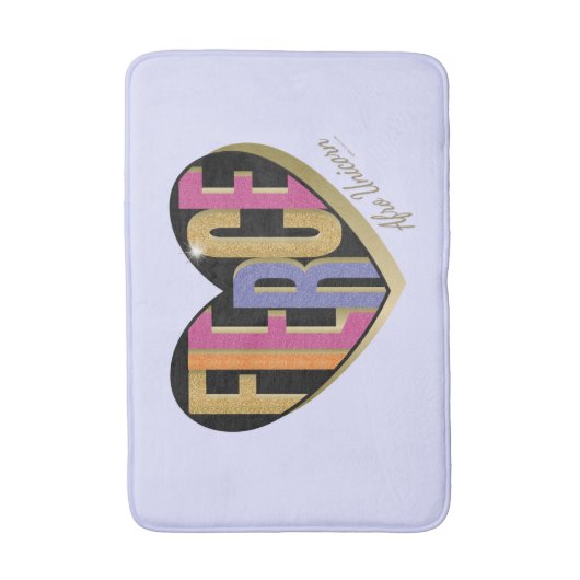 Afro Eenhoorn Fierce Heart Design Badmat (Voorkant Verticaal)