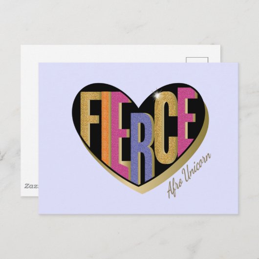 Afro Eenhoorn Fierce Heart Design Briefkaart (Voorkant / Achterkant)