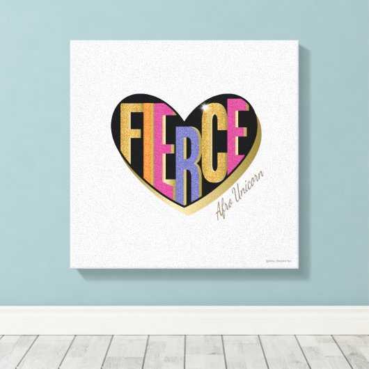 Afro Eenhoorn Fierce Heart Design Canvas Afdruk (Insitu (Houten vloer))