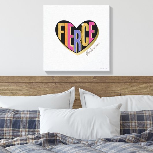 Afro Eenhoorn Fierce Heart Design Canvas Afdruk (Insitu (Slaapkamer))