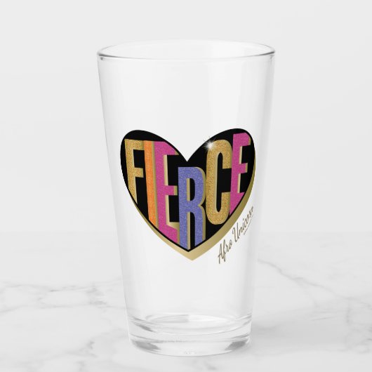Afro Eenhoorn Fierce Heart Design Glas (Voorkant)