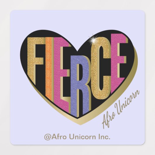 Afro Eenhoorn Fierce Heart Design Labels (Design 1)