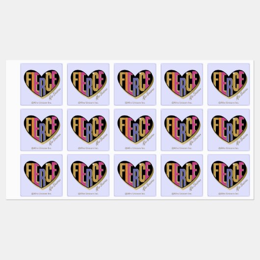 Afro Eenhoorn Fierce Heart Design Labels (Vel)