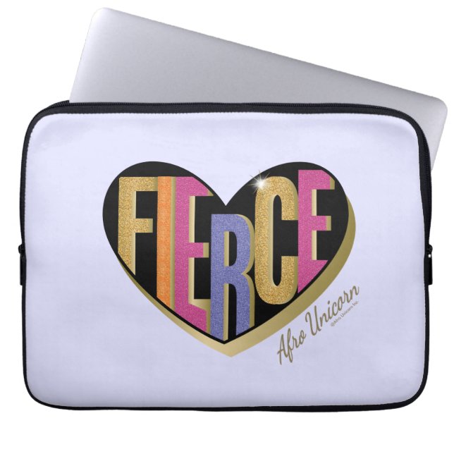 Afro Eenhoorn Fierce Heart Design Laptop Sleeve (Voorkant)