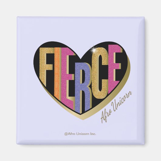Afro Eenhoorn Fierce Heart Design Magneet (Voorkant)
