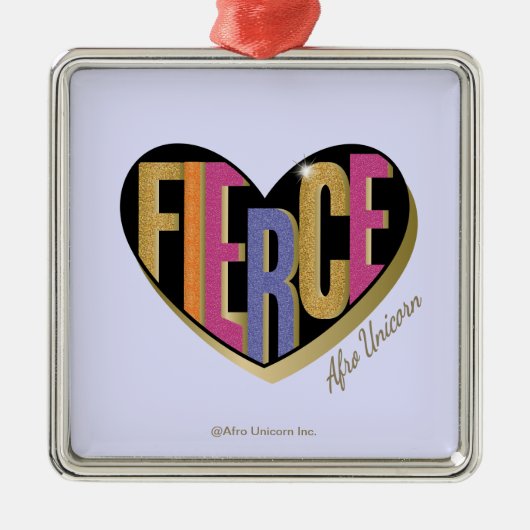Afro Eenhoorn Fierce Heart Design Metalen Ornament (Voorkant)