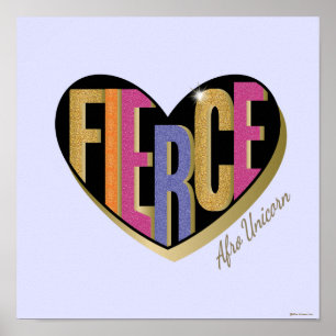 Afro Eenhoorn Fierce Heart Design Poster