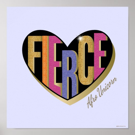 Afro Eenhoorn Fierce Heart Design Poster (Voorkant)