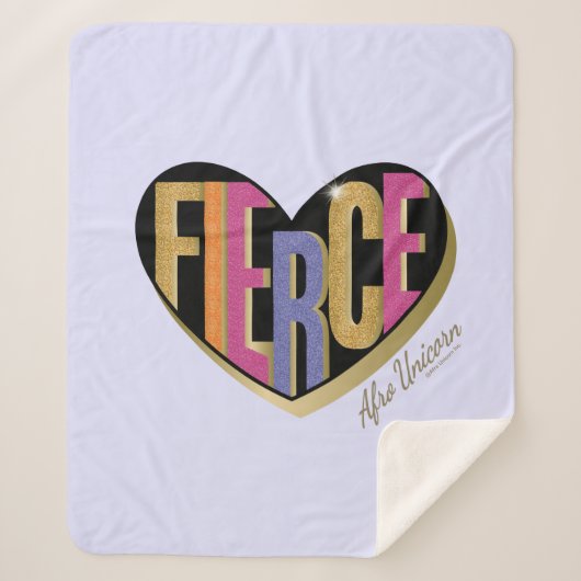 Afro Eenhoorn Fierce Heart Design Sherpa Deken (Voorkant)