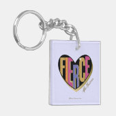 Afro Eenhoorn Fierce Heart Design Sleutelhanger (Voorkant Links)
