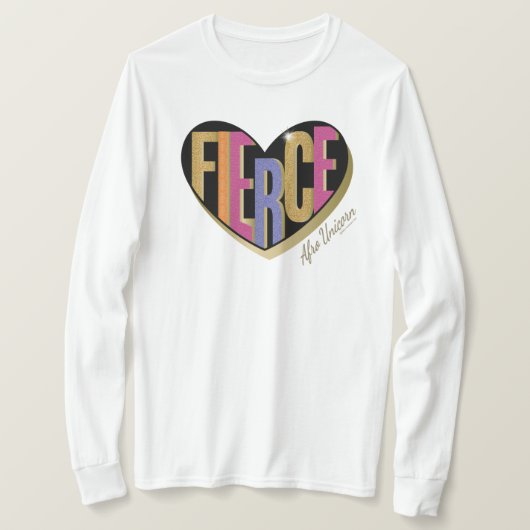Afro Eenhoorn Fierce Heart Design T-shirt (Design voorkant)