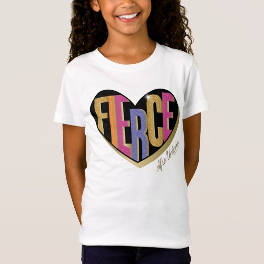 Afro Eenhoorn Fierce Heart Design T-shirt (Voorkant)
