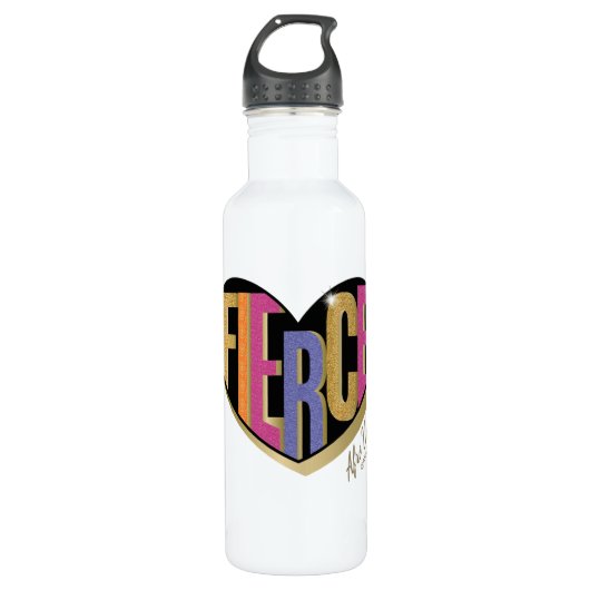 Afro Eenhoorn Fierce Heart Design Waterfles (Voorkant)