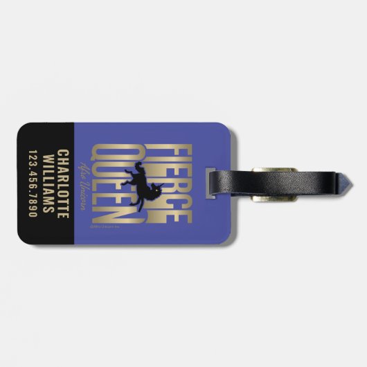 Afro Eenhoorn Fierce Queen Bagagelabel (Achterkant horizontaal)