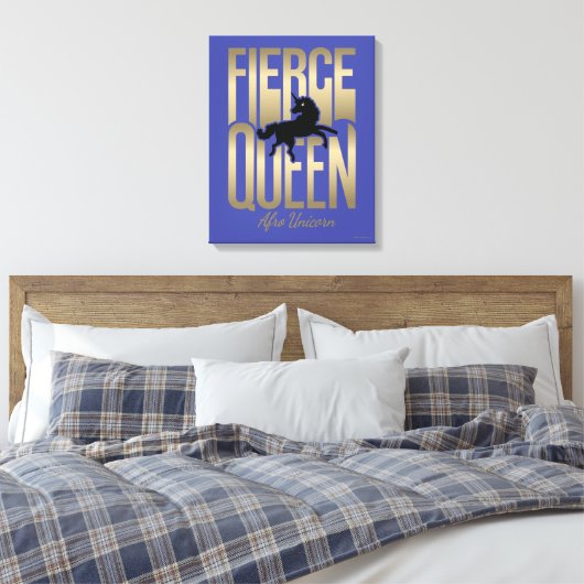 Afro Eenhoorn Fierce Queen Canvas Afdruk (Insitu (Slaapkamer))
