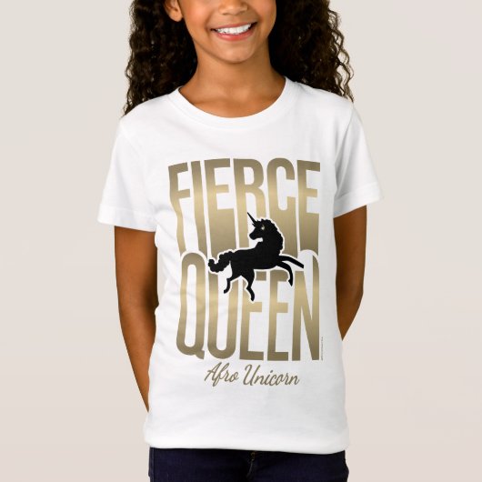 Afro Eenhoorn Fierce Queen T-shirt (Voorkant)