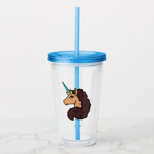 afro-eenhoorn | goddelijk acryl drinkbeker (Voorkant)