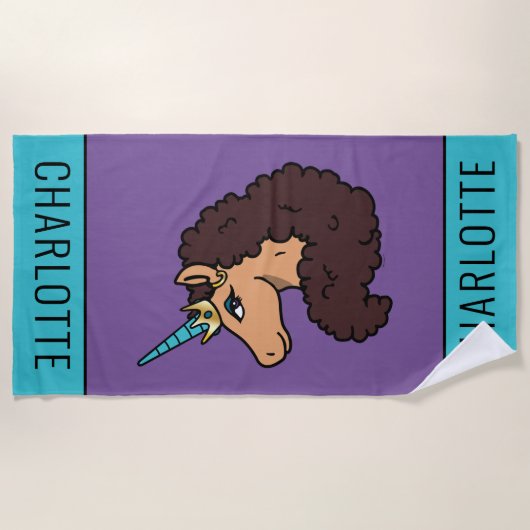 afro-eenhoorn | goddelijk strandlaken (Voorkant)