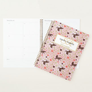 Afro Eenhoorn Hart & Ster Roze Patroon Planner