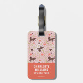 Afro Eenhoorn Hart & Sterren Roze Patroon Bagagelabel (Achterkant verticaal)