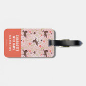 Afro Eenhoorn Hart & Sterren Roze Patroon Bagagelabel (Achterkant horizontaal)