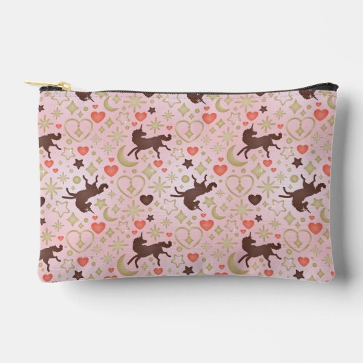 Afro Eenhoorn Hart & Sterren Roze Patroon Etui (Voorkant)