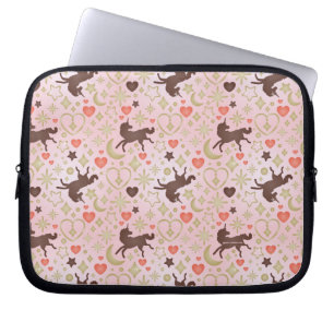 Afro Eenhoorn Hart & Sterren Roze Patroon Laptop Sleeve