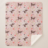 Afro Eenhoorn Hart & Sterren Roze Patroon Sherpa Deken (Voorkant)