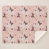 Afro Eenhoorn Hart & Sterren Roze Patroon Sherpa Deken (Voorkant (horizontaal))