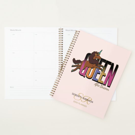 Afro Eenhoorn Koningin Ontwerp Planner (Display)