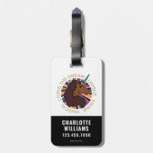 Afro Eenhoorn Living the Dream Design Bagagelabel (Achterkant verticaal)