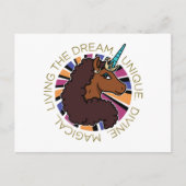 Afro Eenhoorn Living the Dream Design Briefkaart (Voorkant)