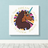 Afro Eenhoorn Living the Dream Design Canvas Afdruk (Insitu (Houten vloer))