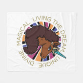 Afro Eenhoorn Living the Dream Design Fleece Deken (Voorkant (Horizontaal))