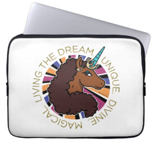 Afro Eenhoorn Living the Dream Design Laptop Sleeve