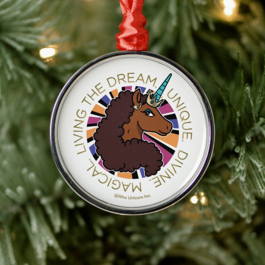 Afro Eenhoorn Living the Dream Design Metalen Ornament (Boom)