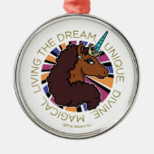 Afro Eenhoorn Living the Dream Design Metalen Ornament (Voorkant)