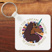 Afro Eenhoorn Living the Dream Design Sleutelhanger (Voorkant)