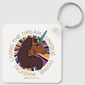 Afro Eenhoorn Living the Dream Design Sleutelhanger (Achterkant)