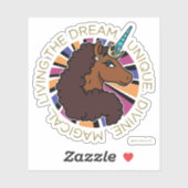 Afro Eenhoorn Living the Dream Design Sticker (Vel)